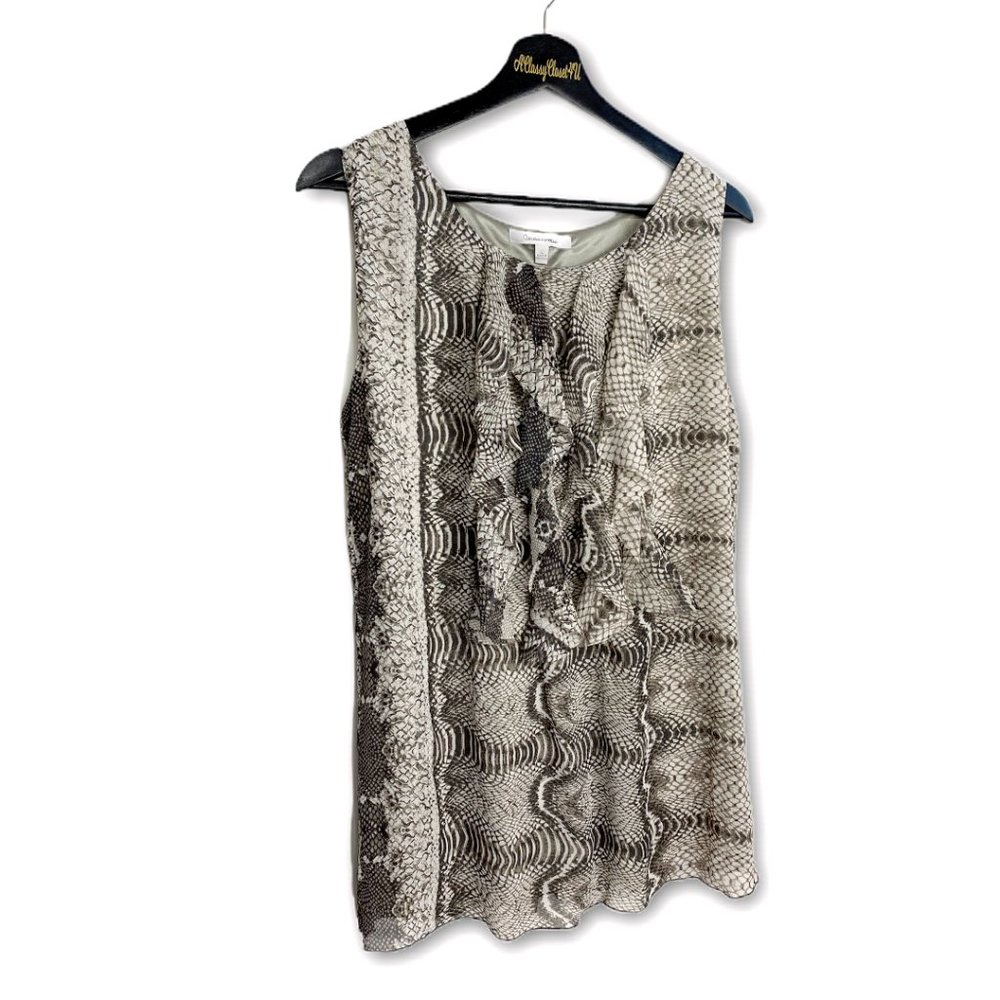Quintessential Animal Print Ruffle Blouse Large